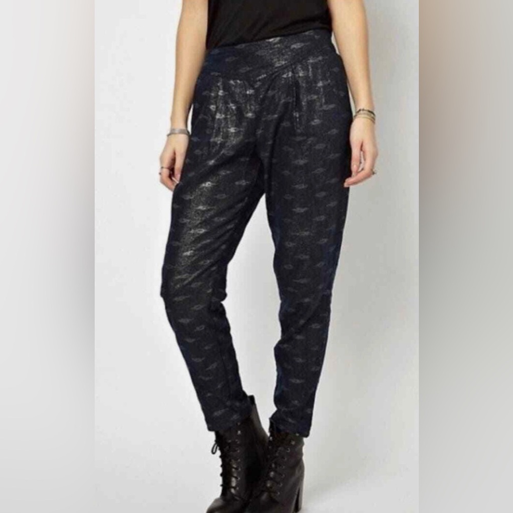 Free People Shimmering Navy Cropped Pants